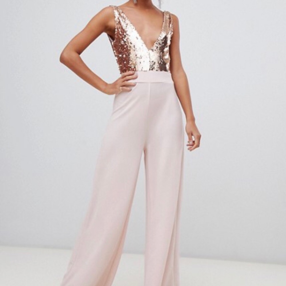 New Look Pink Sequin Jumpsuit